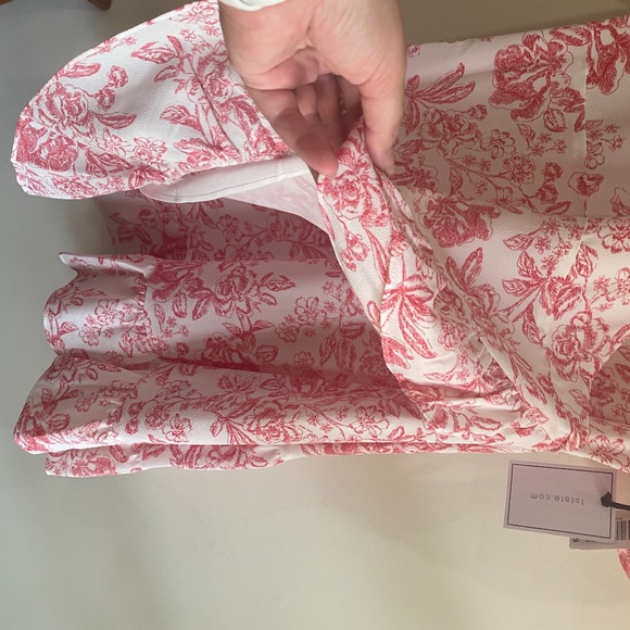 1.STATE ruffled wrap dress pink floral print - Picture 9 of 9